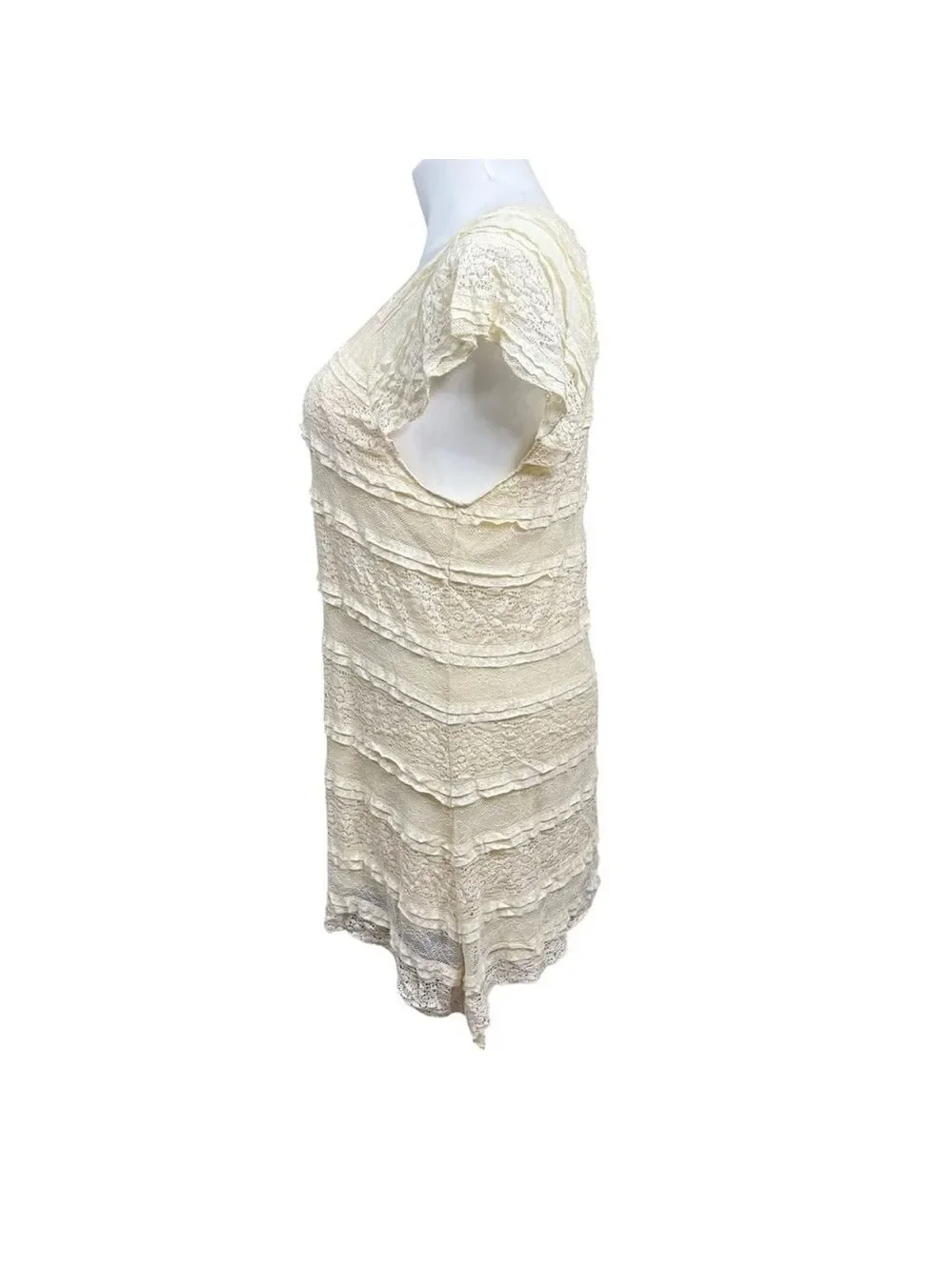 Indigo Soul Ivory Lace Ruffle Tunic Top XL‎ NWT